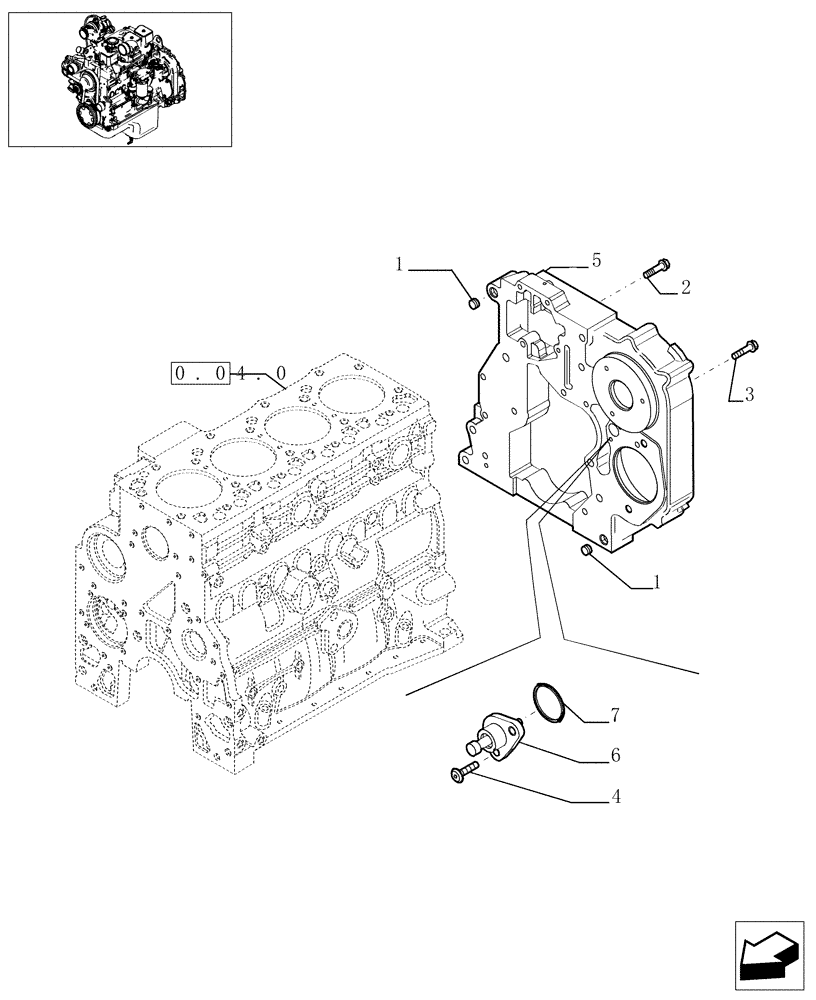 Схема запчастей Case F4DFE613G - (0.04.3[01]) - CRANKCASE COVERS (504056401) 