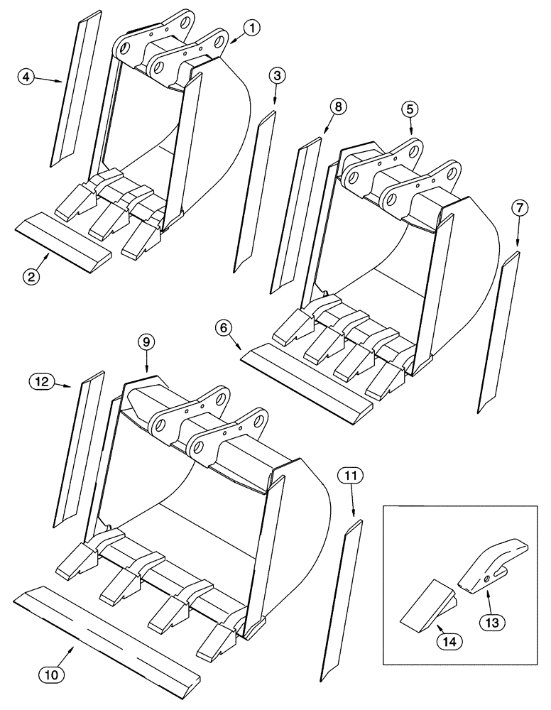 Схема запчастей Case 75XT - (09-58) - BUCKETS - BACKHOE (09) - CHASSIS