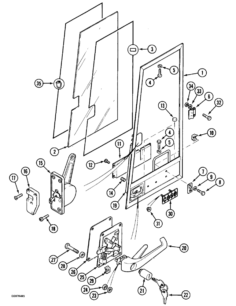 Схема запчастей Case 170C - (9-096) - CAB DOOR, P.I.N. 02305 THROUGH 02320 (09) - CHASSIS