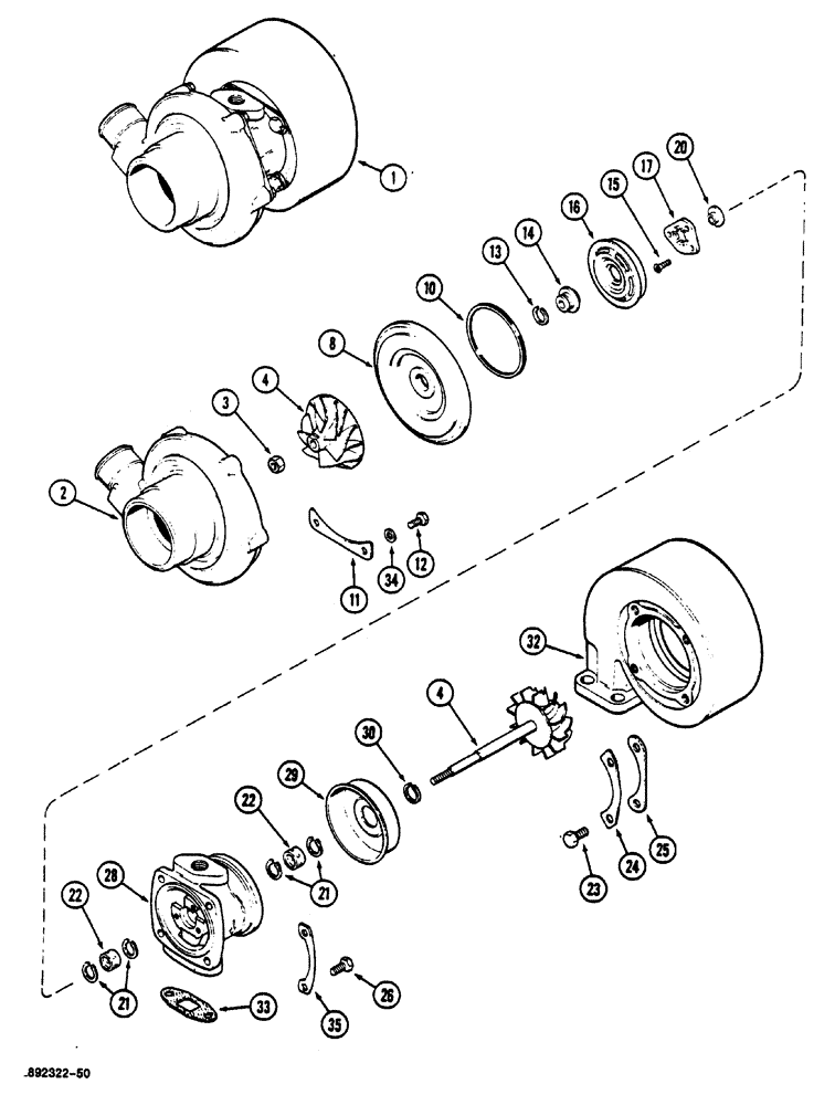 Схема запчастей Case 1088 - (022) - TURBOCHARGER (10) - ENGINE