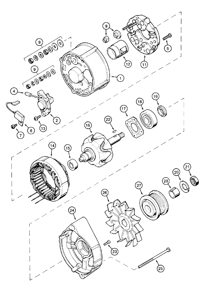 Схема запчастей Case 521D - (04-02) - ALTERNATOR ASSY (A187916) (04) - ELECTRICAL SYSTEMS