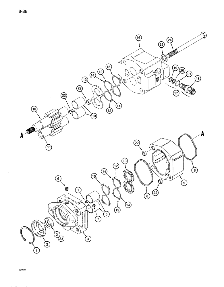 Схема запчастей Case 1086B - (8-086) - SWING HYDRAULIC MOTOR (08) - HYDRAULICS