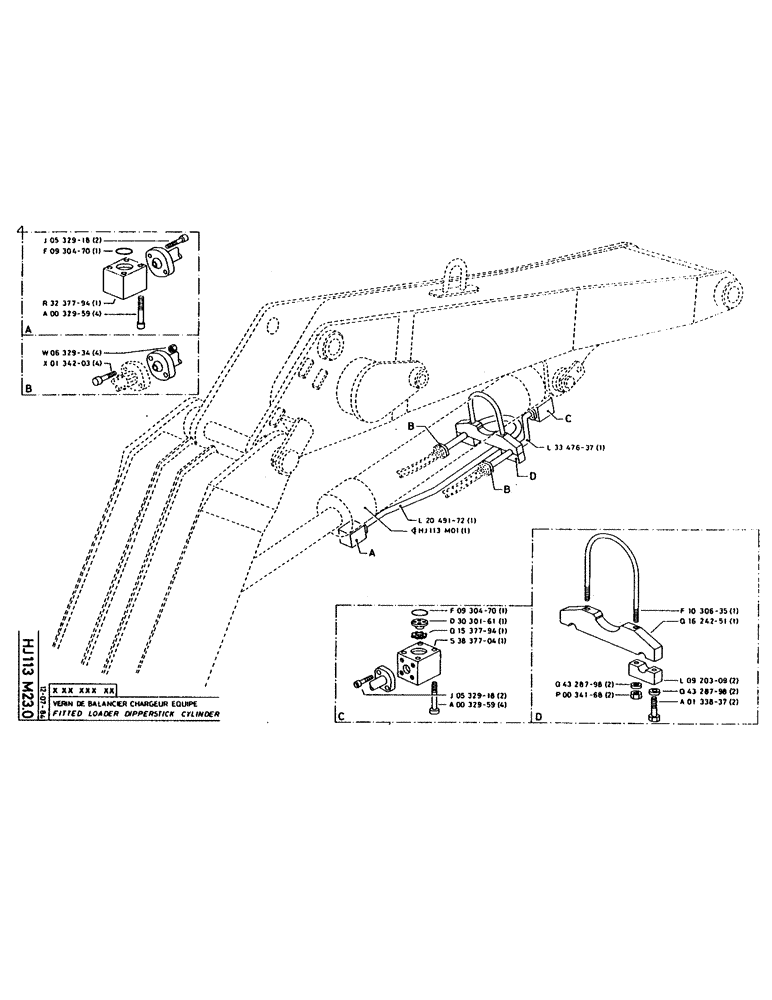 Схема запчастей Case 160CL - (182) - FITTED LOADER DIPPERSTICK CYLINDER (07) - HYDRAULIC SYSTEM