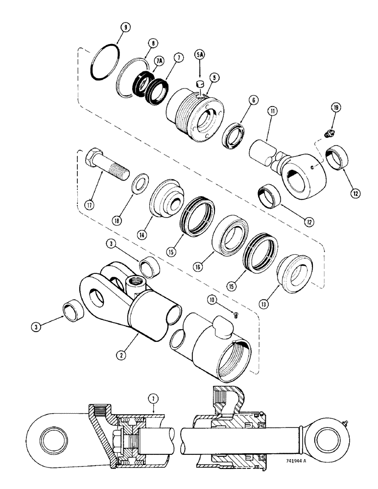 Схема запчастей Case 780 - (434) - G33986 BACKHOE BOOM CYLINDER, GLAND HAS NO IDENTIFICATION MARKS (08) - HYDRAULICS