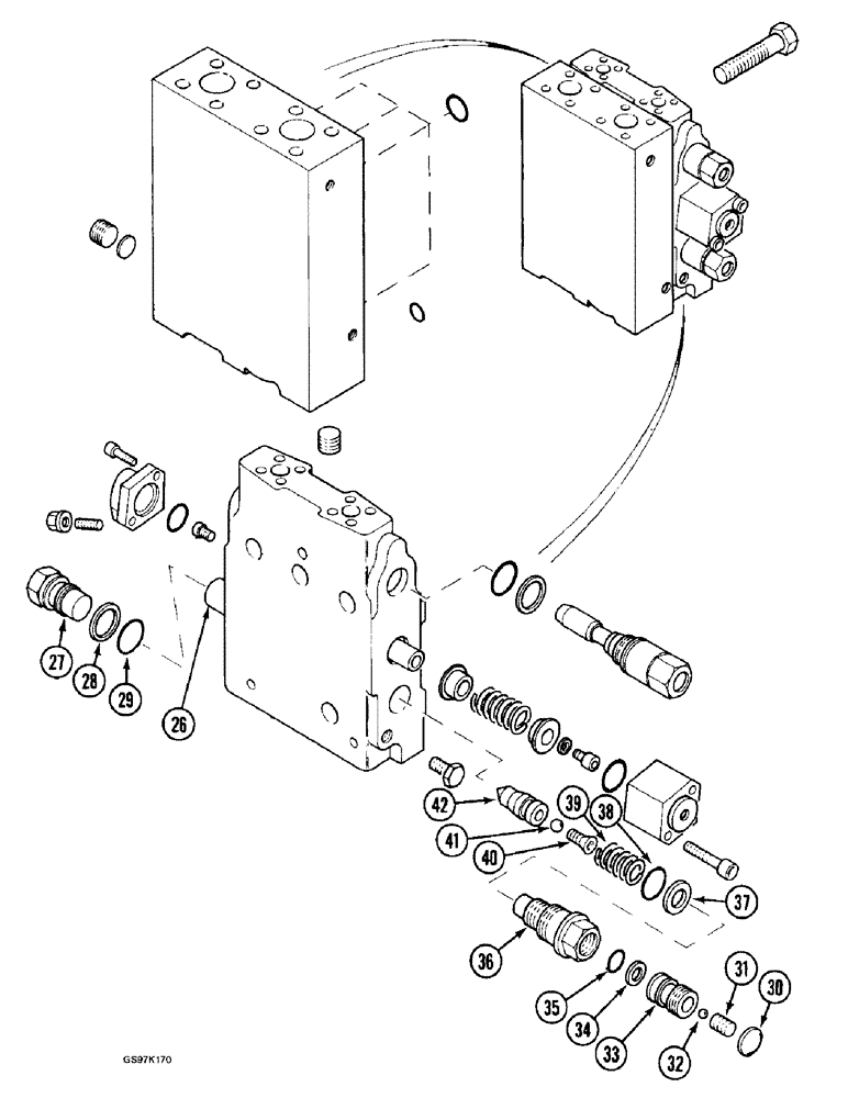 Схема запчастей Case 888 - (8E-16) - CONTROL VALVE, USED WITH HYDRAULIC HAMMER (CONT) (08) - HYDRAULICS