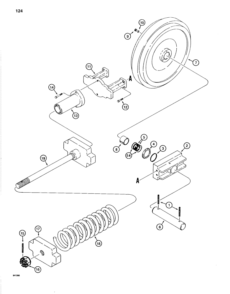 Схема запчастей Case 1280B - (124) - TRACK ADJUSTER AND IDLER (11) - TRACKS/STEERING