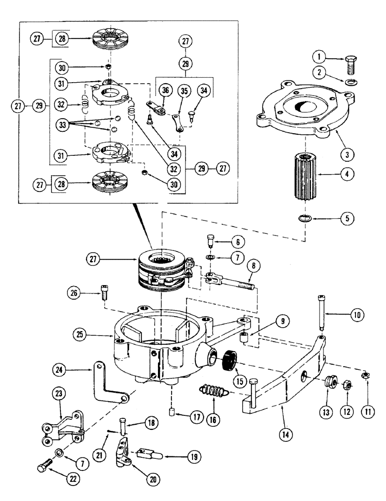 Схема запчастей Case 40 - (122) - SWING BRAKE (33) - BRAKES & CONTROLS