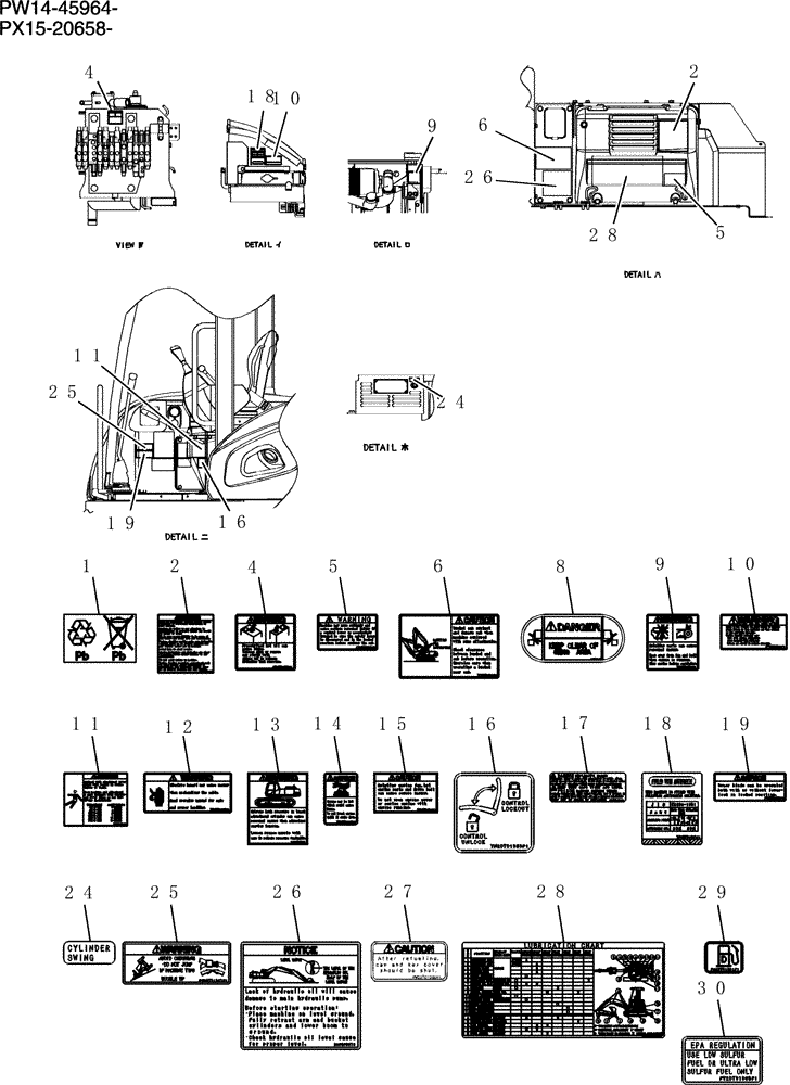 Схема запчастей Case CX31B - (950-17[2]) - NAME PLATE INSTAL (00) - GENERAL & PICTORIAL INDEX