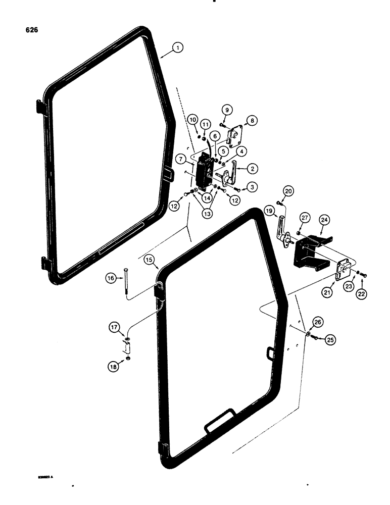 Схема запчастей Case 580E - (626) - CAB SIDE WINDOWS (09) - CHASSIS/ATTACHMENTS