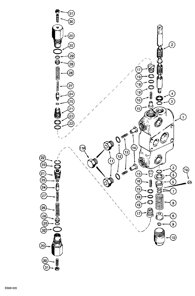 Схема запчастей Case 580SL - (8-100) - BACKHOE CONTROL VALVE, DIPPER SECTION (08) - HYDRAULICS