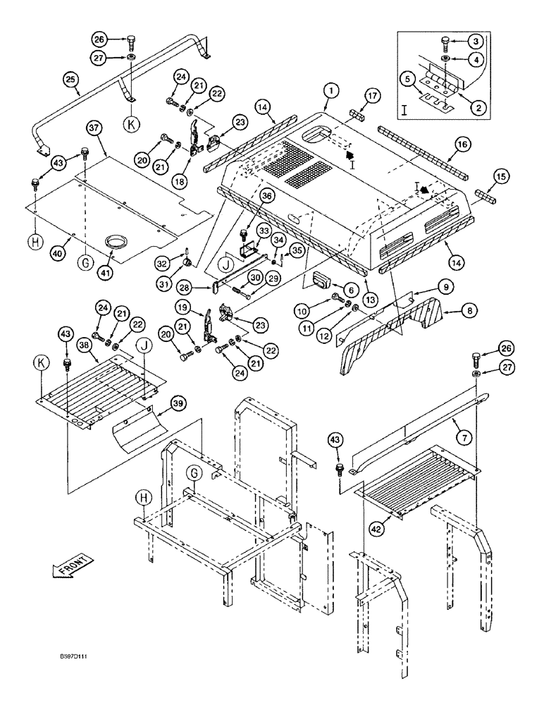 Схема запчастей Case 9020B - (9-020) - UPPER STRUCTURE, HOOD, COVERS AND INSULATION, P.I.N. DAC02#2001 AND AFTER (09) - CHASSIS