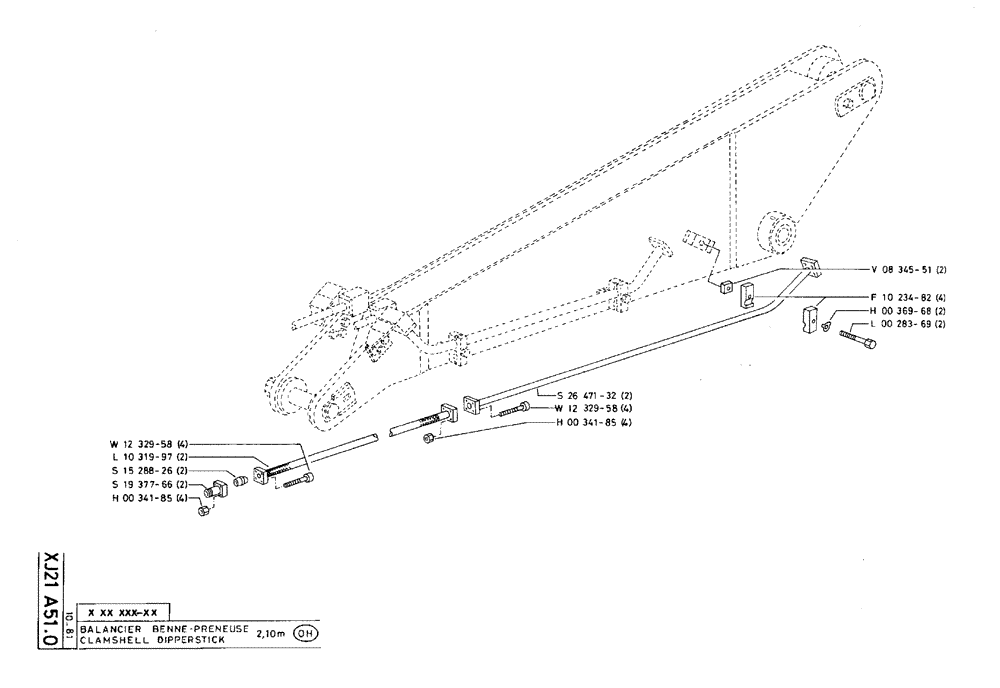 Схема запчастей Case 75C - (XJ21 A51.0) - CLAMSHELL DIPPERSTICK - 2,10 M (14) - DIPPERSTICKS