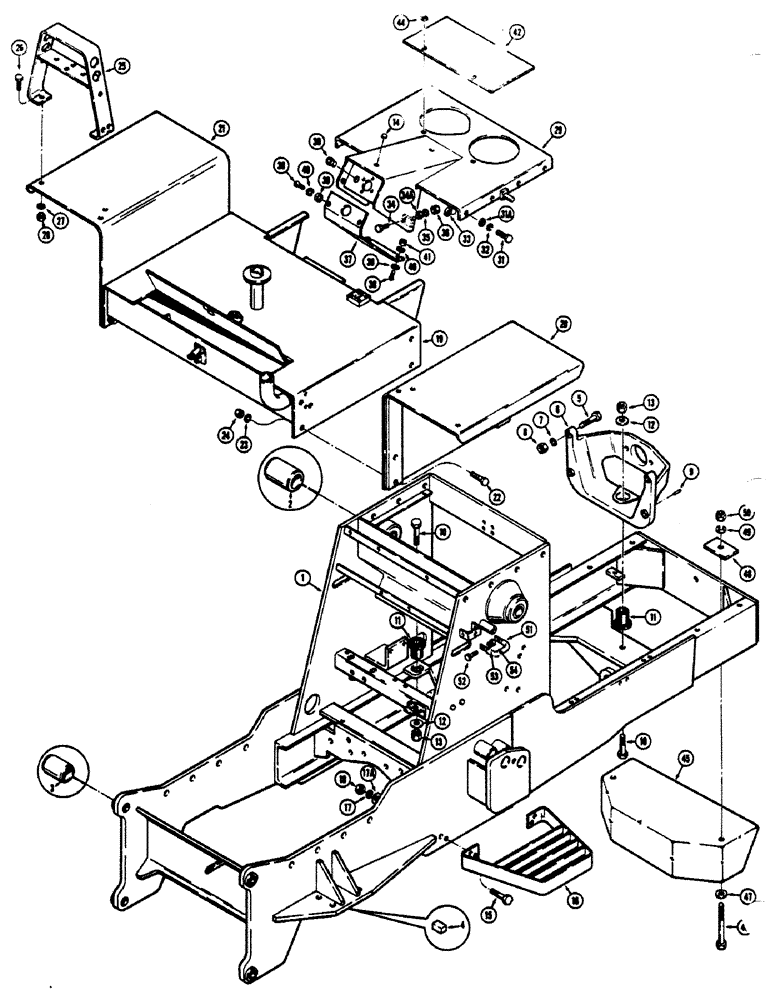 Схема запчастей Case 680CK - (098) - CHASSIS, FENDERS, ENGINE MOUNTS AND RELATED PARTS (39) - FRAMES AND BALLASTING