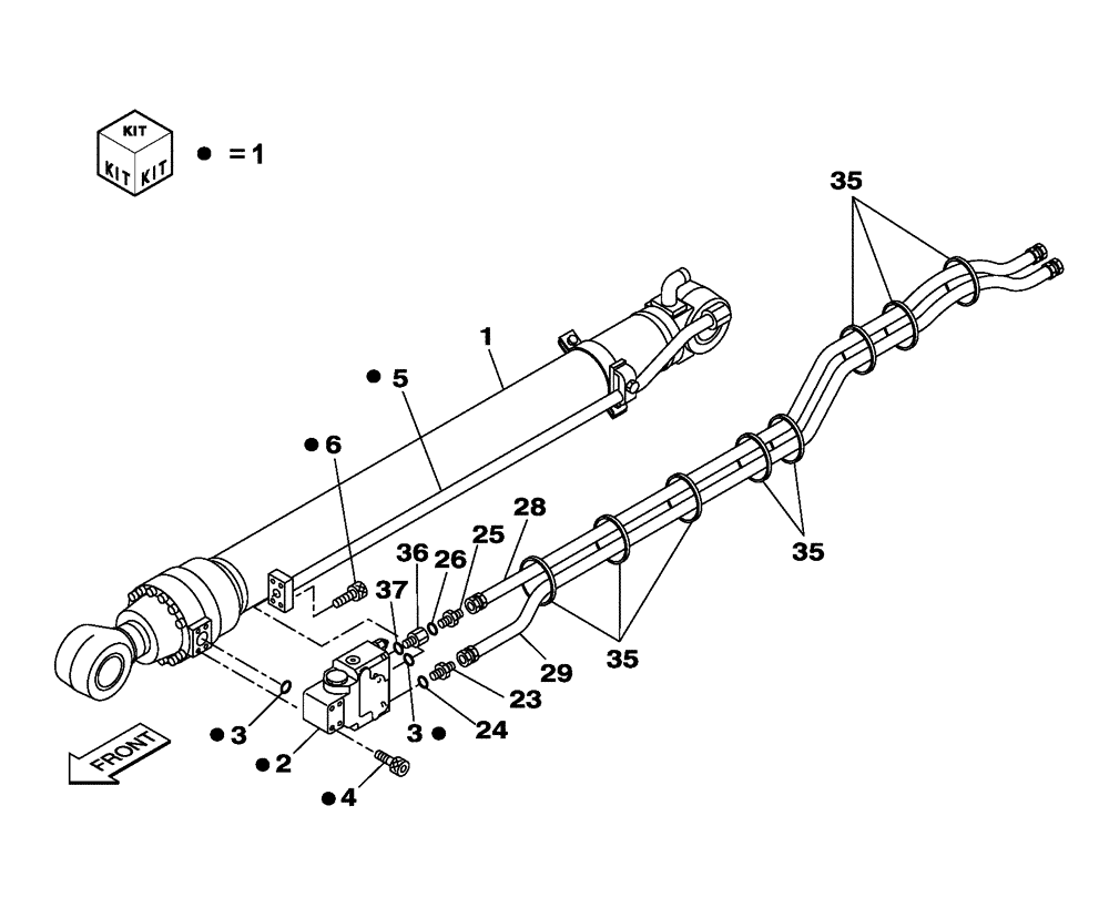 Схема запчастей Case CX250C - (08-017[04]) - HYDRAULIC CIRCUIT - DIPPER CYLINDER - MONOBLOCK BOOM - 10.30 M - CX250C LR (08) - HYDRAULICS