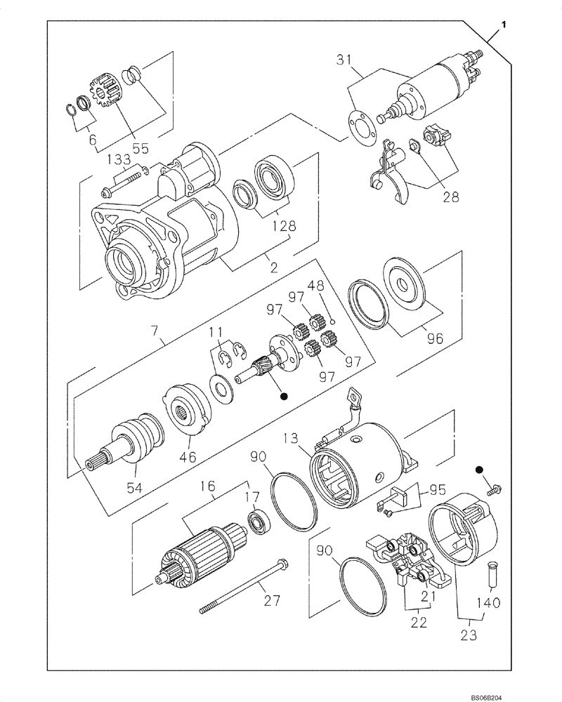 Схема запчастей Case CX700 - (04-065-01[01]) - STARTER (04) - ELECTRICAL SYSTEMS
