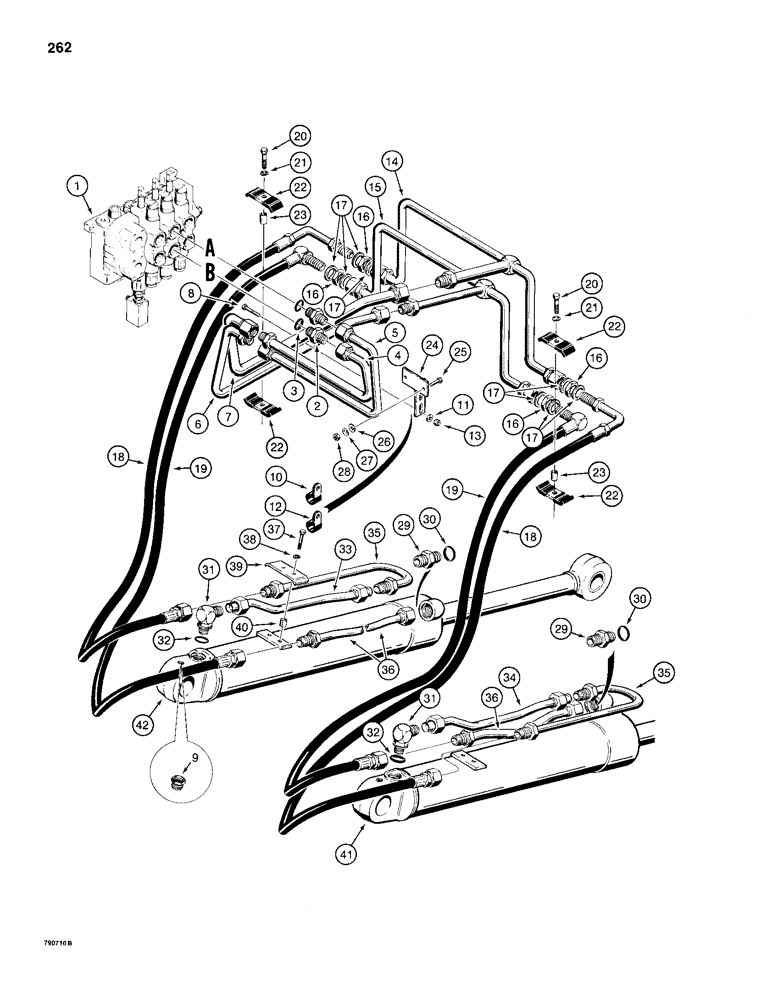 Схема запчастей Case 1150D - (262) - LOADER LIFT HYDRAULIC CIRCUIT (08) - HYDRAULICS