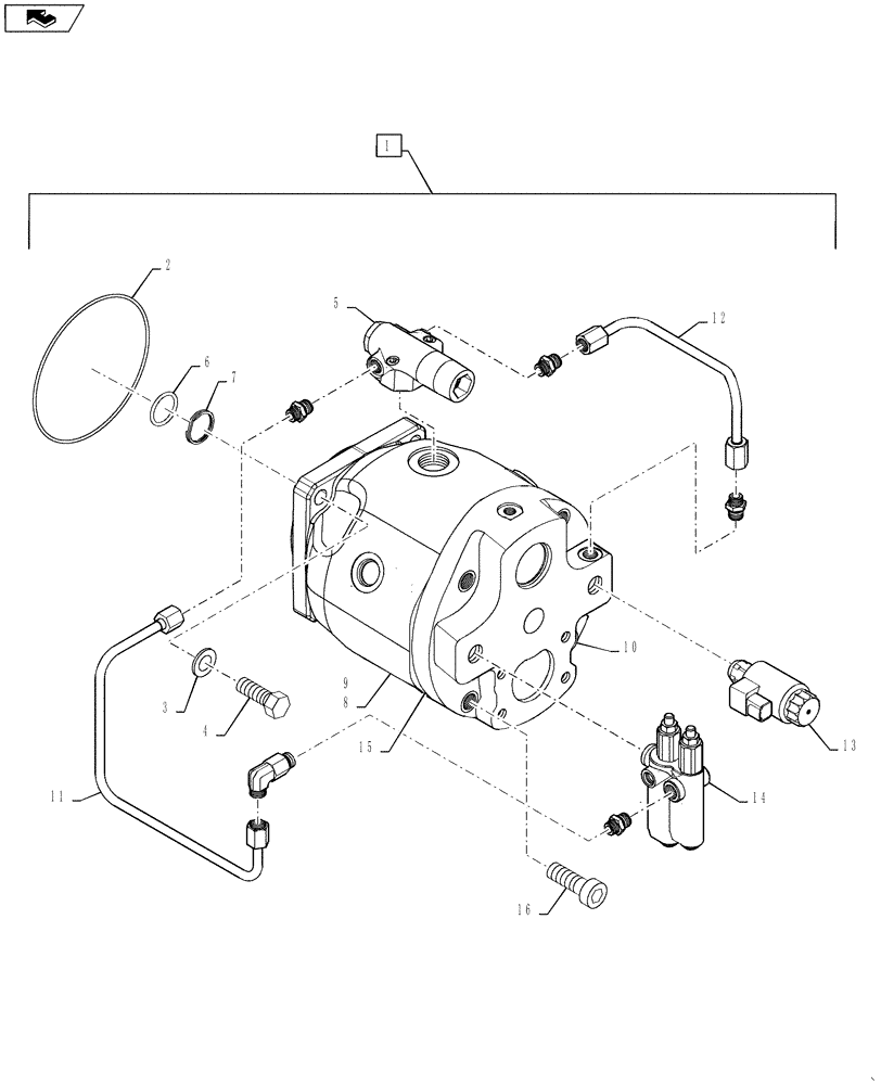 Схема запчастей Case 590SN - (35.106.01[03]) - HYDRAULICS - PUMP, EQUIPMENT (590SN) (35) - HYDRAULIC SYSTEMS