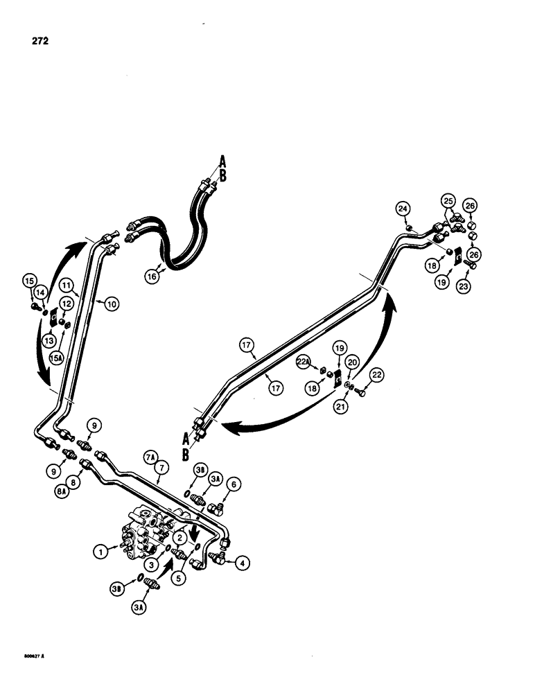 Схема запчастей Case 580SD - (272) - LOADER CLAM CYLINDER HYDRAULIC CIRCUIT (08) - HYDRAULICS