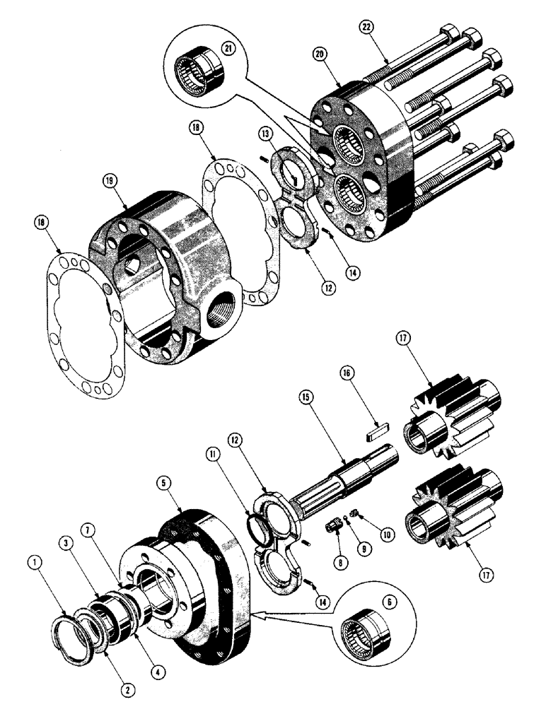 Схема запчастей Case 600 - (286) - HYDRAULIC PUMP ASSEMBLY, BODY, COVERS, GEARS, SHAFTS, BEARINGS, SEALS (07) - HYDRAULIC SYSTEM