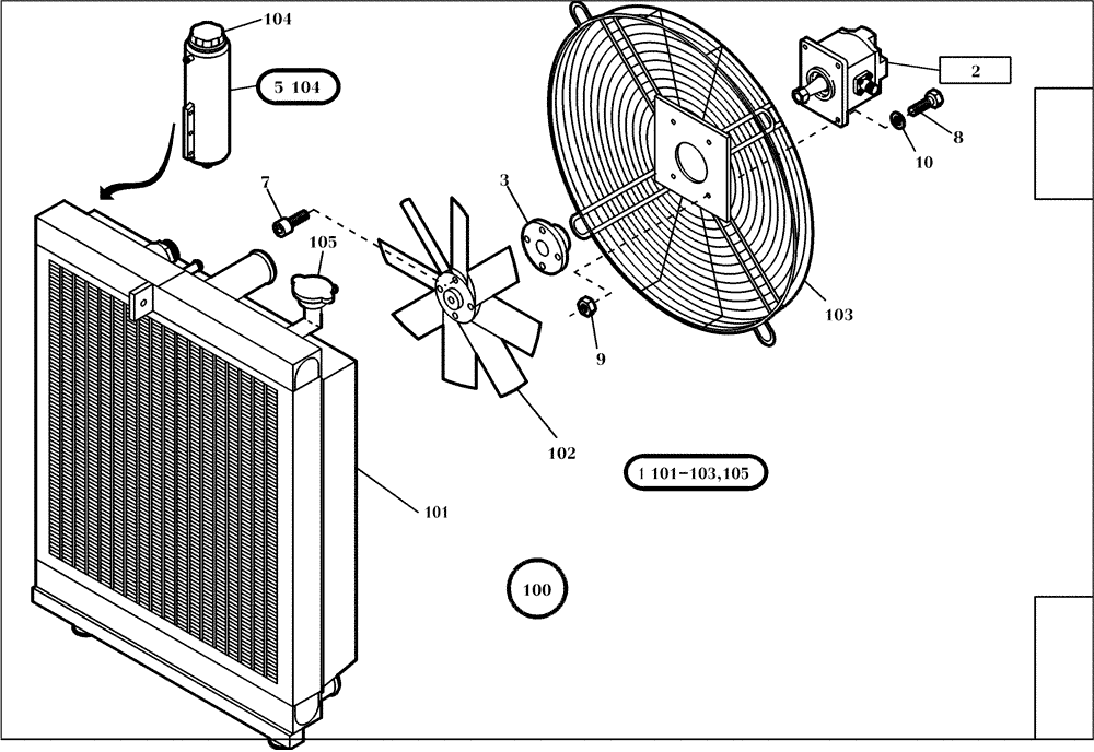 Схема запчастей Case 221D - (15.122[001]) - COMBINED COOLER WATER AND OIL (S/N 581101-UP) (10) - ENGINE