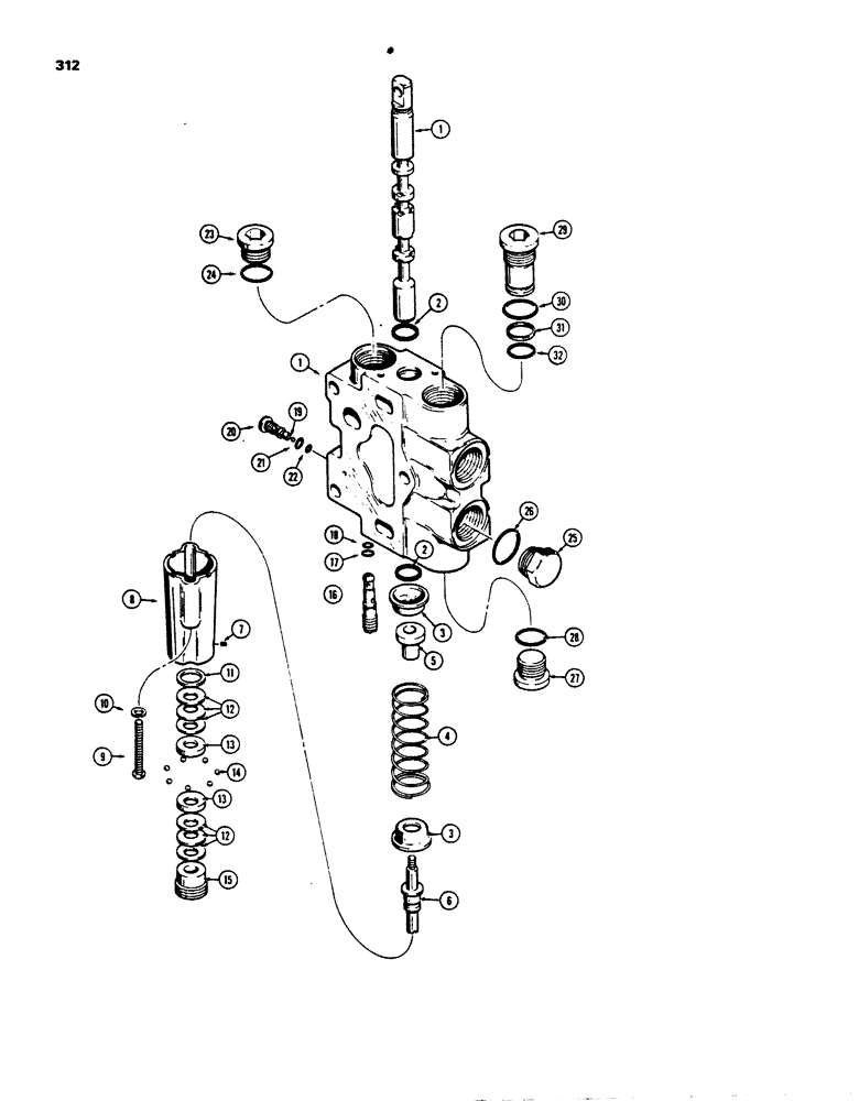 Схема запчастей Case 850B - (312) - D78351 DOZER BACKHOE SECTION (07) - HYDRAULIC SYSTEM