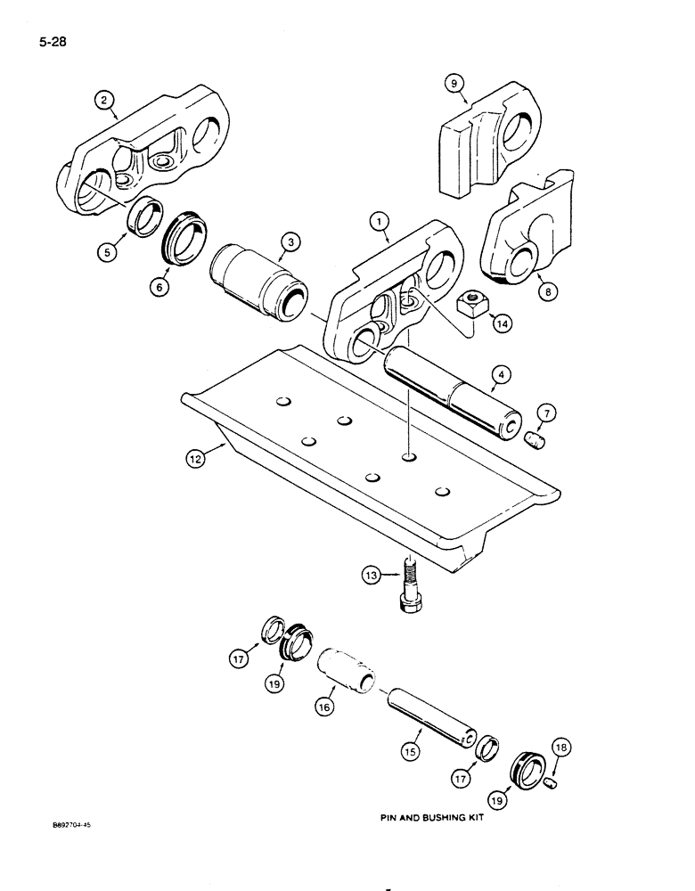 Схема запчастей Case 855D - (5-28) - CASE LUBRICATED TRACK CHAIN, WITH SPLIT MASTER LINKS (11) - TRACKS/STEERING