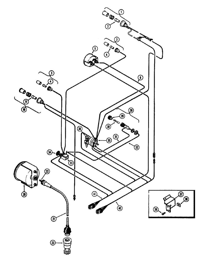 Схема запчастей Case 480CK - (058) - INSTRUMENTS AND WIRING, (188) DIESEL ENGINE, USED WITH ALTERNATOR, FIRST USED TRACTOR S/N 8656686 