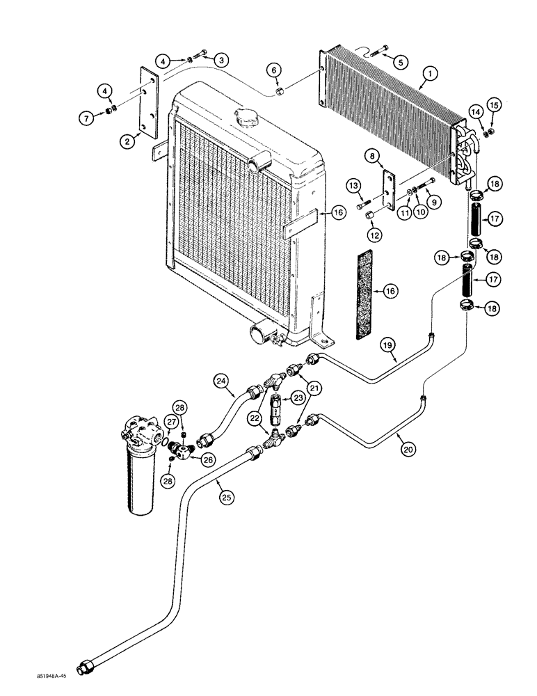 Схема запчастей Case 480F - (8-054) - PTO HYDRAULIC COOLING SYSTEM (08) - HYDRAULICS