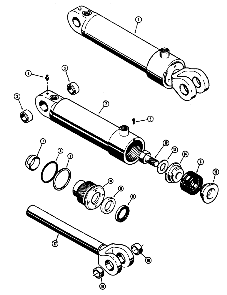 Схема запчастей Case 680CK - (165A) - G32141 HYDRA-LEVELING CYLINDER, CYLINDER WITH U-TYPE PRESS-IN OUTER ROD WIPER (35) - HYDRAULIC SYSTEMS