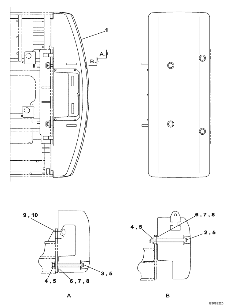 Схема запчастей Case CX700B - (09-06) - COUNTERWEIGHT - SOUNDPROOFING - SELF-DETACHING COUNTERWEIGHT SYSTEM (09) - CHASSIS