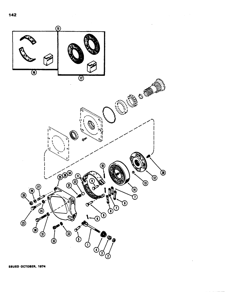 Схема запчастей Case 480B - (142) - BRAKE ASSEMBLY 