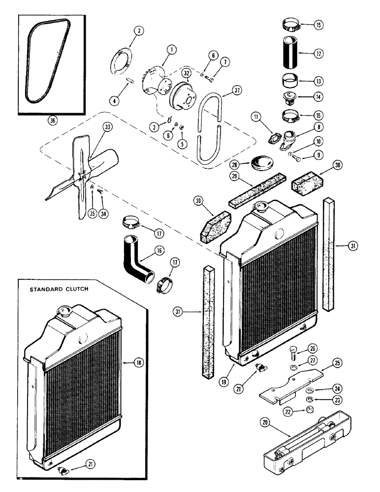 Схема запчастей Case 580 - (032) - ENGINE COOLING SYSTEM, (159) SPARK IGNITION ENGINE (10) - ENGINE