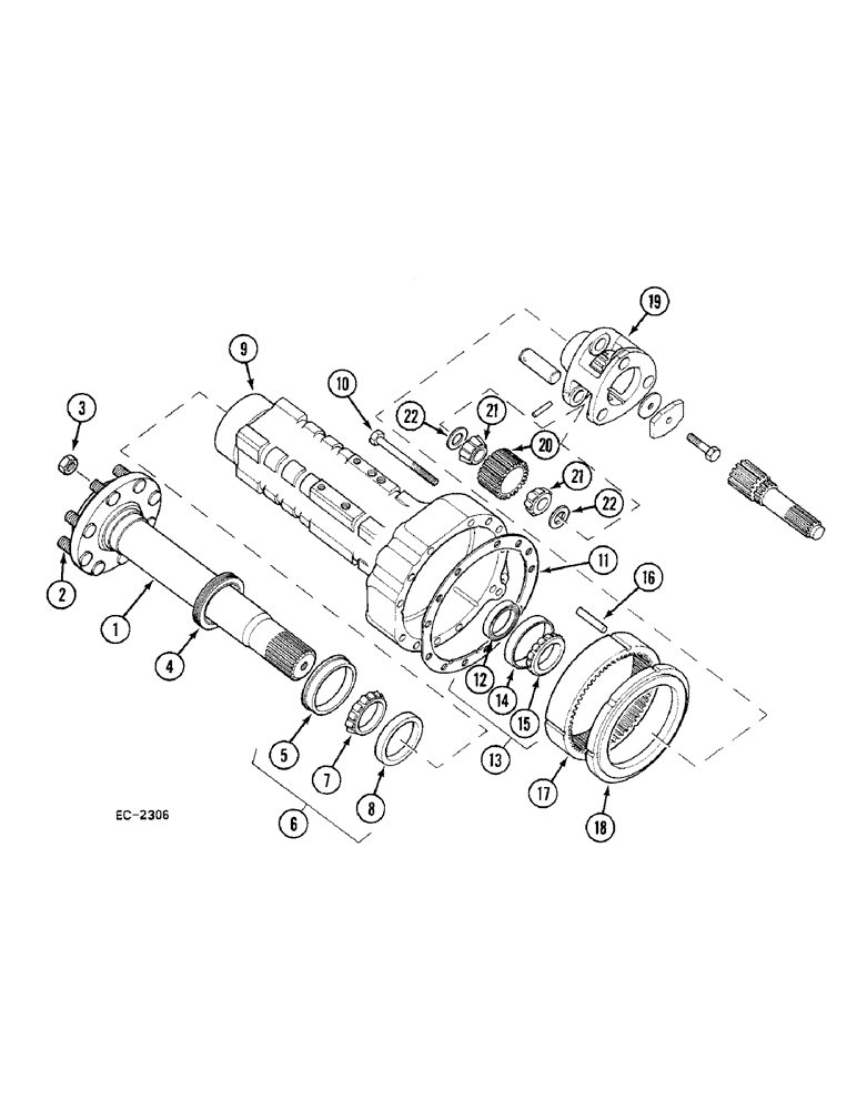 Схема запчастей Case 380B - (6-206) - REAR AXLE, CARRIER AND CONNECTIONS (06) - POWER TRAIN