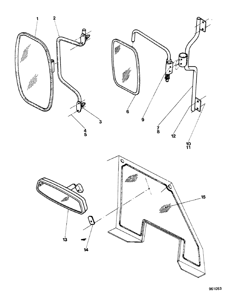 Схема запчастей Case 580G - (496) - REAR VIEW MIRRORS (09) - CHASSIS/ATTACHMENTS