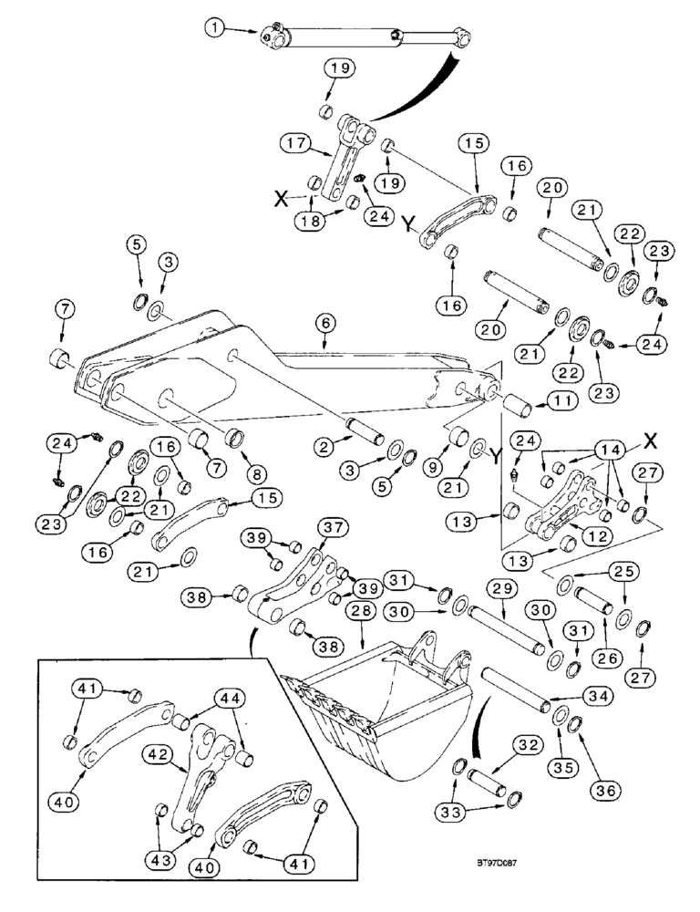 Схема запчастей Case 590SL - (9-45) - BACKHOE DIPPER AND BUCKET (09) - CHASSIS/ATTACHMENTS