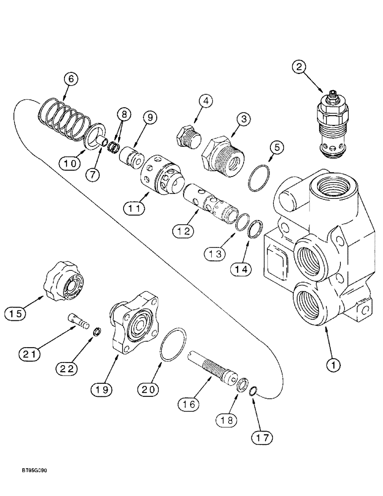 Схема запчастей Case 570LXT - (8-108) - THREE-POINT HITCH CONTROL VALVE, INLET/OUTLET SECTION (08) - HYDRAULICS