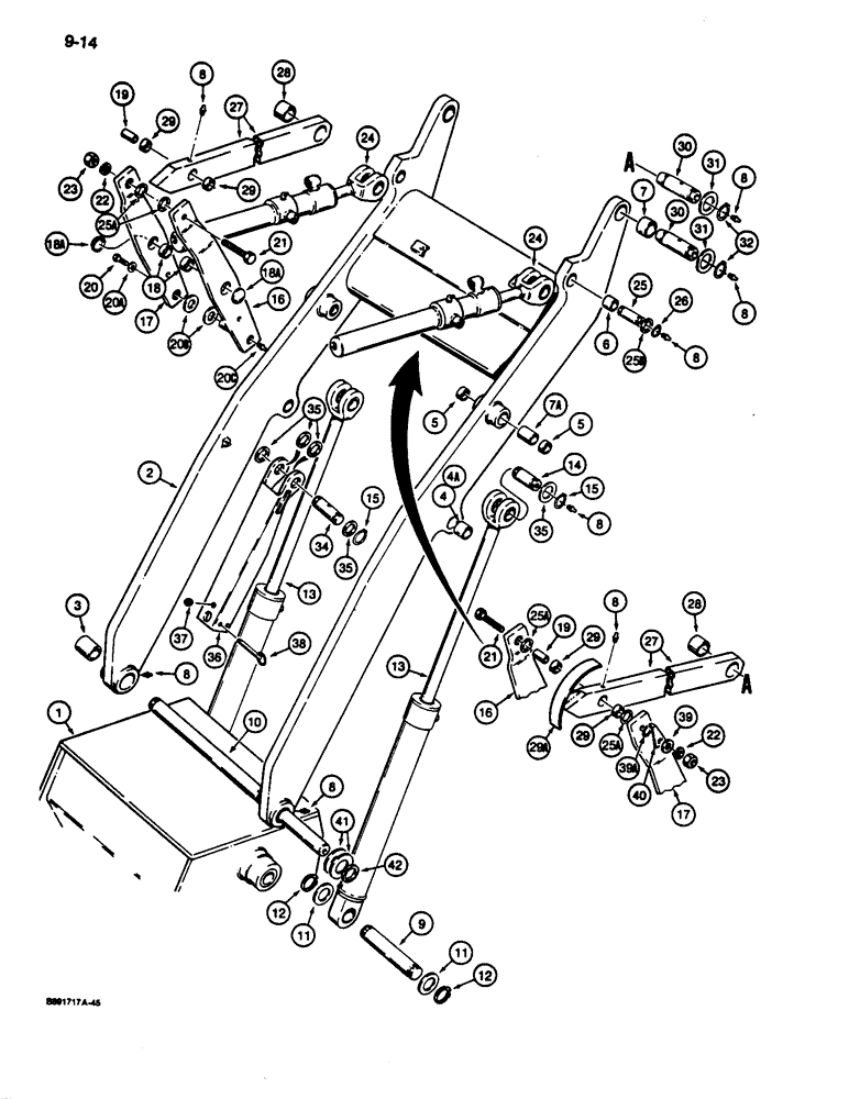 Схема запчастей Case 680L - (9-014) - LOADER LIFT FRAME D146085 AND MOUNTING PARTS (09) - CHASSIS/ATTACHMENTS