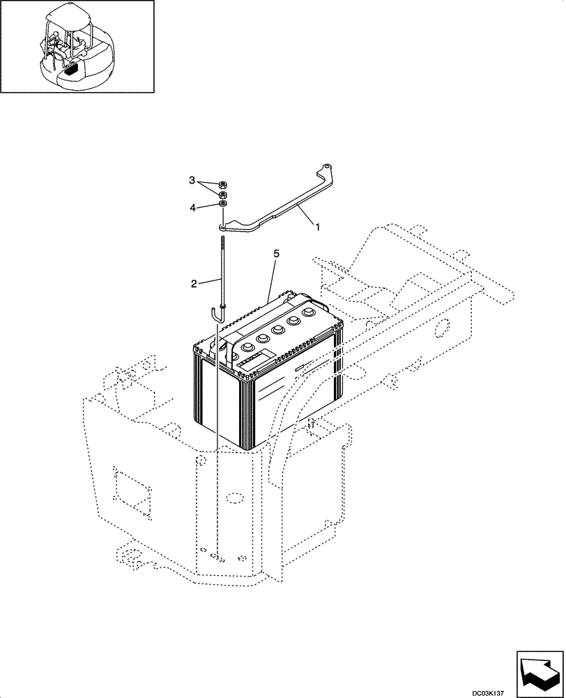 Схема запчастей Case CX47 - (04-11[00]) - BATTERY MOUNTING (04) - ELECTRICAL SYSTEMS