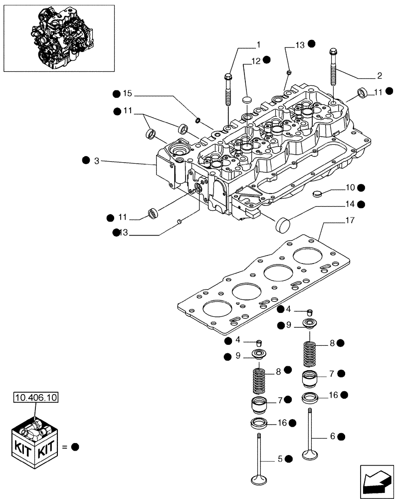 Схема запчастей Case 580SN - (10.101.01) - CYLINDER HEAD (580SN, 580SN WT, 590SN) (10) - ENGINE