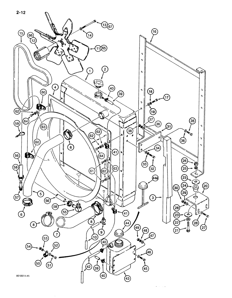 Схема запчастей Case 780C - (2-12) - RADIATOR, FAN, AND MOUNTING PARTS (02) - ENGINE