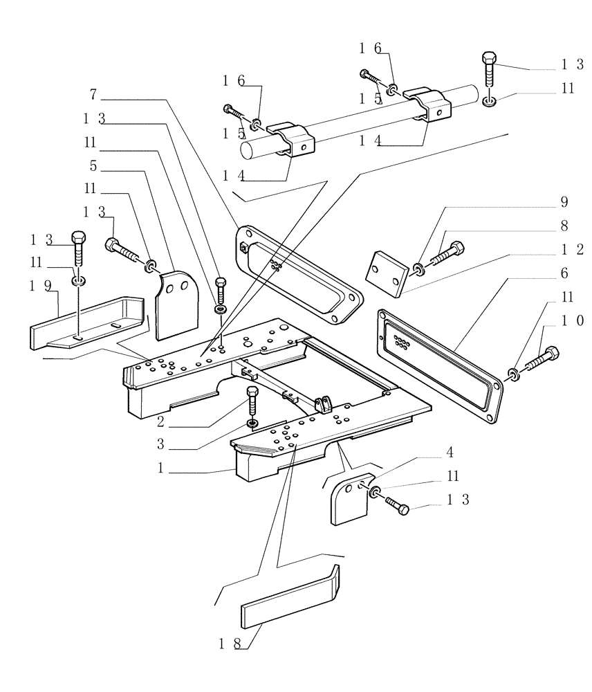 Схема запчастей Case 1850K LGP - (5.645[01]) - ROPS SUPPORT (10) - HOODS/CAB