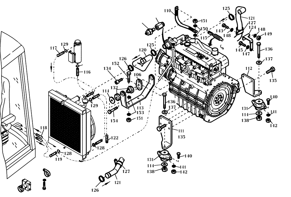 Схема запчастей Case 221D - (13.020[002]) - SILENT-BLOCK ENGINE (S/N 581118-UP) (10) - ENGINE