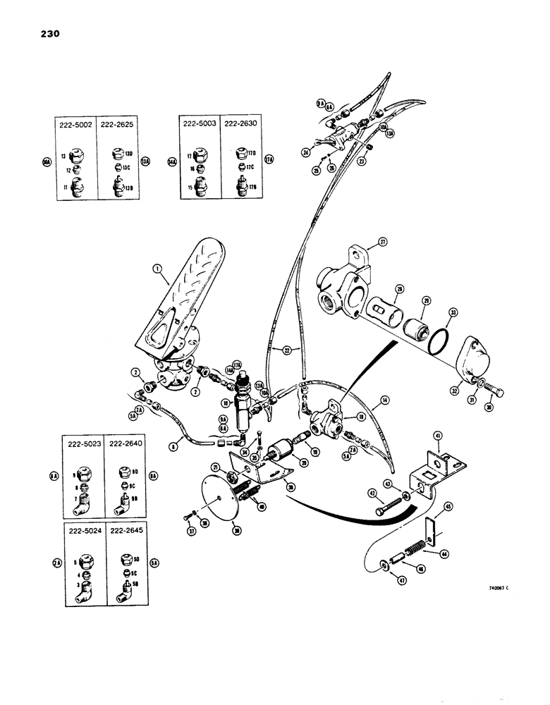 Схема запчастей Case 680E - (230) - BRAKE SYSTEM, TREADLE TO CLUTCH CUTOUT (33) - BRAKES & CONTROLS