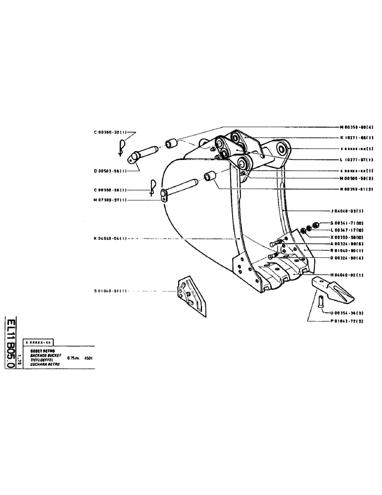 Схема запчастей Case LC80 - (127) - BACKHOE BUCKET 