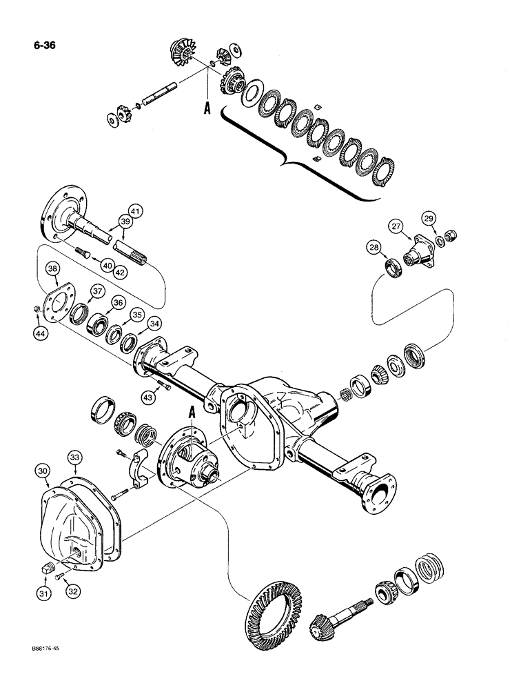 Схема запчастей Case MAXI-SNEAKER C - (6-36) - FRONT AND REAR AXLES (06) - POWER TRAIN