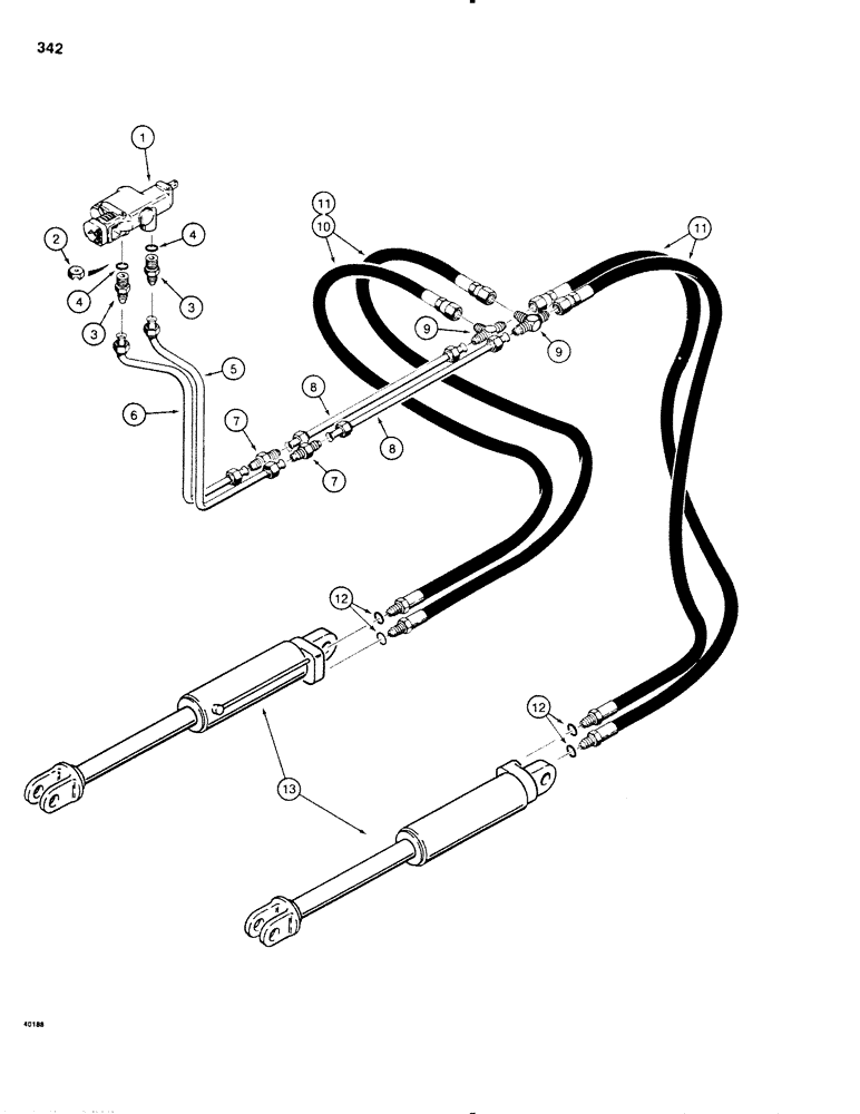 Схема запчастей Case P60 - (342) - LINE LAYER LIFT HYDRAULIC CIRCUIT, USED ON 30+4 S/N 4700 AND AFTER AND ON 40+4 S/N 3600 AND AFTER (35) - HYDRAULIC SYSTEMS