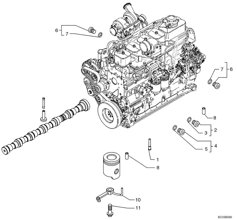 Схема запчастей Case 621D - (02-27) - CYLINDER BLOCK - PLUG ASSY (02) - ENGINE