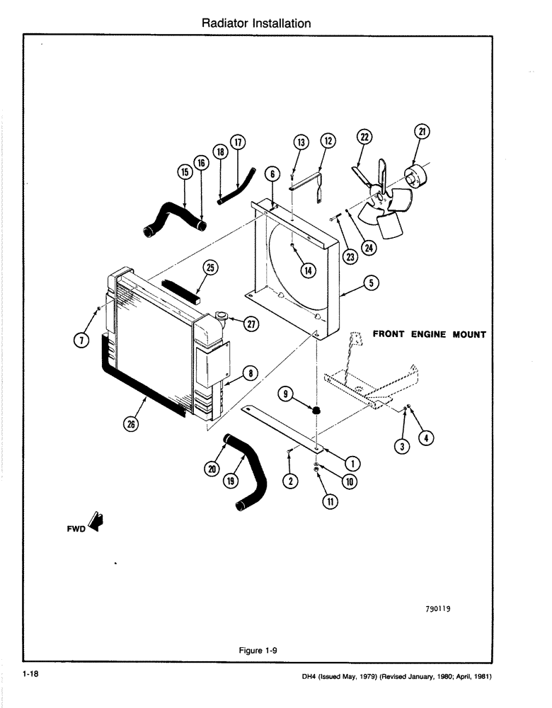 Схема запчастей Case DH4 - (1-18) - RADIATOR INSTALLATION (10) - ENGINE