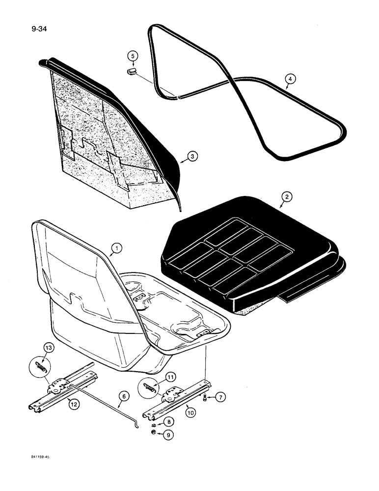 Схема запчастей Case 621 - (9-34) - STANDARD SEAT (09) - CHASSIS/ATTACHMENTS