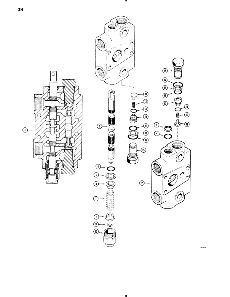 Схема запчастей Case 35 - (034) - BACKHOE CONTROL VALVE, DIPPER EXTENSION SECTION 